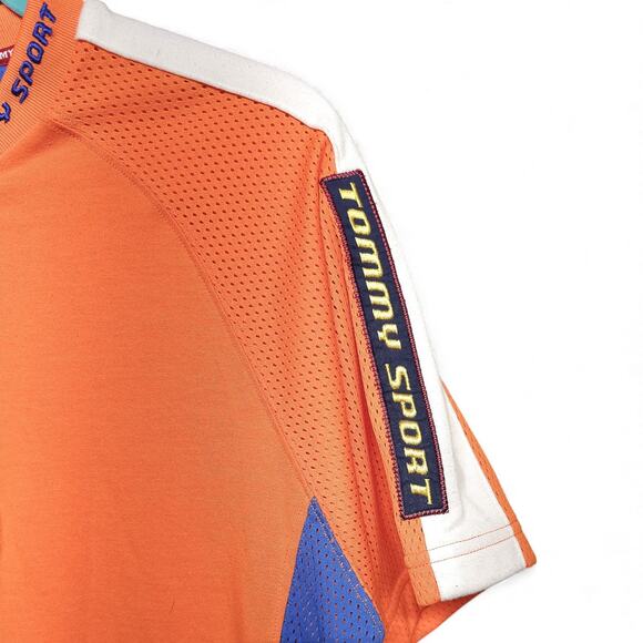Vintage Tommy Jeans Tommy Sport Orange Blue T-Shirt Jersey 85 Adult M - Picture 3 of 9